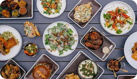 Variety of dishes on a table